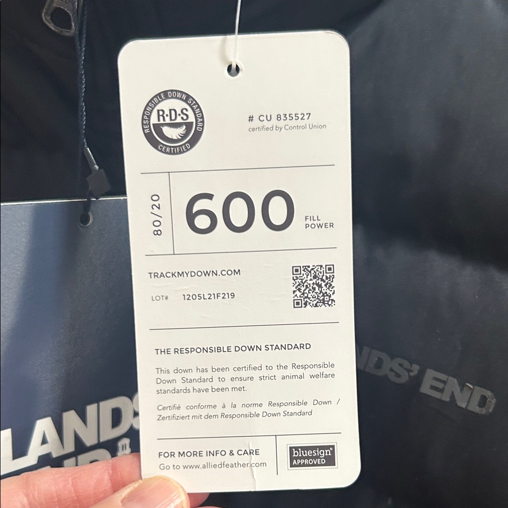 Lands' End 600 Down Black Jacket - Picture 3 of 7